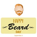 Happy Beard Day Sign and Vector Illustration