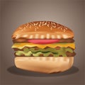 3D Realistic Tasty and Yummy Burger Vector Illustration
