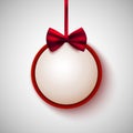 Blank decorative tag with red bow, vector illustration Royalty Free Stock Photo