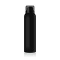 Blank deodorant spray for women or men. Vector mock up template of black metal bottle with transparent cap