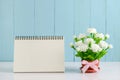 Blank desk calender with beautiful Jasmine flower Royalty Free Stock Photo