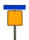 Blank Square Caution Sign with Street Sign Above