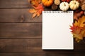 blank diary autumn Thank giving falling decoration Generative AI Royalty Free Stock Photo