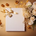 Blank diary empty page note book top view new year Christmas celebration light flower decoration for background image Royalty Free Stock Photo