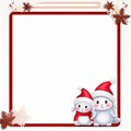 Blank diary notepad, Christmas decorated, rabbits, white, AI generated.