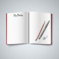 Blank diary were pages and pencil