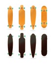 blank different type longboard skateboard wood deck model vector