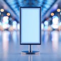 Blank digital display in modern, brightly-lit public space ready for advertisement or information. bokeh lights in, Generative AI. Royalty Free Stock Photo