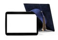 Blank digital tablet and education student cap