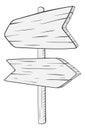 Blank direction pointers. Wooden arrows signpost in linear style