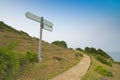 Blank Direction Sign With Stone Road Royalty Free Stock Photo