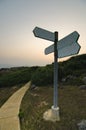 Blank Direction Sign at Sunset Royalty Free Stock Photo