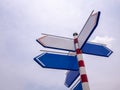 Blank directional road signs over blue sky Royalty Free Stock Photo