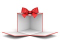 Blank display gift box backdrop unfold for your product or present box showcase with red ribbon bow opening