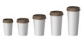 Blank disposable cup with cover, Extra, Small, Medium, Large