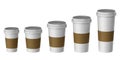 Blank disposable cup with cover and heat proof paper, Extra, Small, Medium, Large