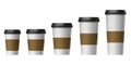 Blank disposable cup with cover and heat proof paper, Extra, Small, Medium, Large