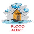 Flood Alert Sign and Illustration Royalty Free Stock Photo