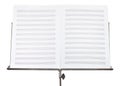 Blank double pages of music book on stand close up Royalty Free Stock Photo