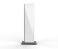 Blank Double sided outdoor advertising metallic back lit Poster stand Mock up. Curved LED B Totem Poster Light Box. 3d render ill