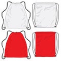 BLANK DRAWSTRING BAG BACKPACK FASHION FLAT SKETCH TEMPLATE SET