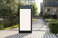 Blank electronic advertising poster with blank space screen for text message or promotional content, clear banner in