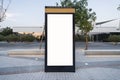 Blank electronic advertising poster with blank space screen for text message or promotional content, clear banner in