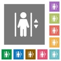 Elevator flat icon set on color background