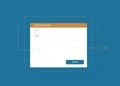 Blank email window template. New message interface mockup on blue background. Mail app UI for sending emails and