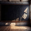 Blank, empty, blackboard for written message, in retro vintage classroom