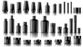 Blank Empty And Clean Black Plastic Cosmetic Package Big Set