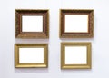 Blank empty frames hanging on museum wall. Art gallery, museum exhibition white clipping path Royalty Free Stock Photo