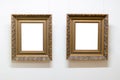 Blank empty frames hanging on museum wall. Art gallery, museum exhibition white clipping path Royalty Free Stock Photo