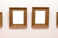 Blank empty frames hanging on museum wall. Art gallery, museum exhibition white clipping path Royalty Free Stock Photo