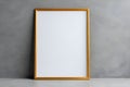 Blank empty picture frame mockup on gray cement wall. Royalty Free Stock Photo