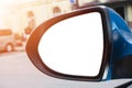 Blank empty screen Rearview car Mirror. Blank rear view mirror with a clipping path. Empty space for text or design. Empty copy Royalty Free Stock Photo