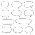 Blank empty speech bubbles, speaking or talk bubble, speech balloon, chat bubble line art vector icon. Royalty Free Stock Photo