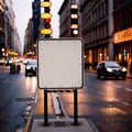 Blank, empty, street traffic sign on road