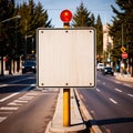 Blank, empty, street traffic sign on road