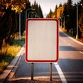 Blank, empty, street traffic sign on road