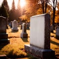 Blank empty tombstone in graveyard, message communication from burial