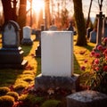 Blank empty tombstone in graveyard, message communication from burial