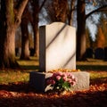 Blank empty tombstone in graveyard, message communication from burial