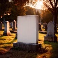 Blank empty tombstone in graveyard, message communication from burial