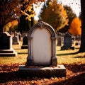 Blank empty tombstone in graveyard, message communication from burial