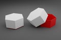 Blank Empty White Hexagon Red Jewelry or Watch Box For Mockup - 3D Illustration