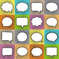 Blank empty white speech bubbles with halftone set Royalty Free Stock Photo