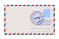 Blank envelope with stamp and postal postmark