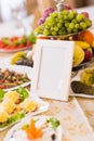 Blank event Guest Card on restaurant table close-up Royalty Free Stock Photo