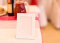 Blank event Guest Card on restaurant table close-up Royalty Free Stock Photo